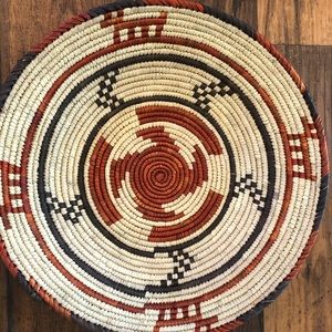 Southwest style coil woven boho wall basket